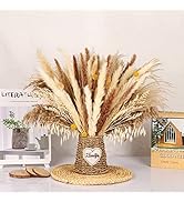 135pcs Natural Pampas Grass,N&T NETING 17 inch Boho Home Wedding Party Decor Dried Flowers Fluffy...