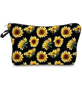 Deanfun Cosmetic Bag for Women, Sunflower Flowers Waterproof Makeup Bags Roomy Toiletry Pouch Tra...