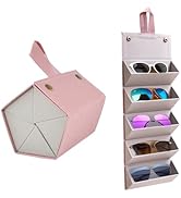 Kenpal Sunglasses Storage Organizer Holder Foldable Travel Case with 5 Slot Compartments for Mult...