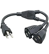 Cablelera Power Cord Extension and Splitter, NEMA 5-15P to NEMA 5-15R x 2, 16 AWG, 13A, 125V (ZWA...