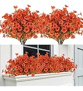 12 Bundles Artificial Mums Fall Flowers for Outdoors Fake Plants - Faux Outside Greenery Boxwood ...