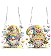 JISHSHAY Diamond Painting Pendant Gnome Wind Chimes Special Shaped Art Suncatchers Keychain Hangi...