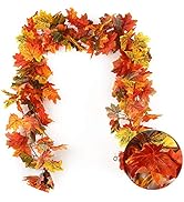RECUTMS 2 Pack Fall Maple Garland - 5.8 FT/Pcs Autumn Hanging Fall Leave Vines for Home Garden We...