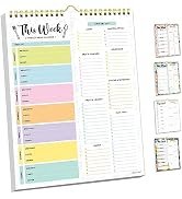 Decorably 52 Sheets Pastel Undated Weekly Meal Planner and Grocery List with Strong Magnets, 8.5x...