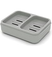 Double Soap Dish, Dual Compartment Soap Holder, Bar Shampoo Holder with Drainage Layer, Soap Tray...