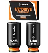 Crosstar 2 Pack 1-1/8" Deep Impact Socket,Axle Shaft Nut Socket,1/2" Drive | 6-Point, Cr-Mo Steel...