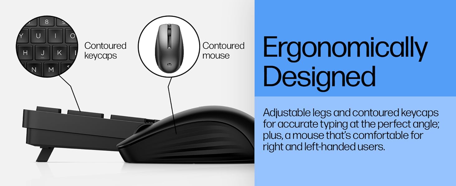 hewlett-packard wire-less blk ergo-keyword ergonomic keyboard computer desktop laptop silent pc slim