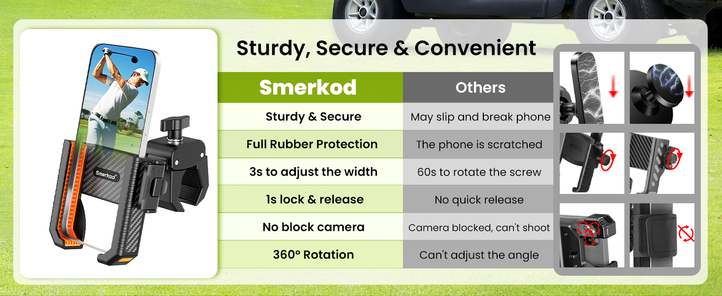 golf phone caddy for golf cart, golf push pull cart phone holder, golf cart iphone holder