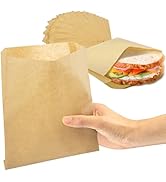 Fit Meal Prep 200 Pack Paper Sandwich Bags 7 x 6”, Greaseproof Paper Snack Bags, Unbleached Pastr...