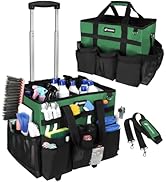 VSHXENG Large Rolling Cleaning Caddy Bag with Wheels, Cleaning Bag with Detachable Trolley, Clean...