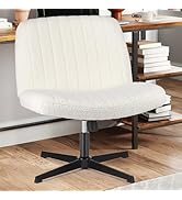 Sweetcrispy Criss Cross Chair Legged, Armless Office Swivel Desk Chair No Wheels, Vanity Height A...