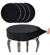 SINOSSO Round Vanity Bench Covers Set of 4, Dia.(13"- 15.5") Super Soft Velvet Stretch Washable B...
