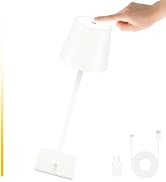 Cordless Table Lamp, 5000mAh Rechargeable LED Desk Lamp [3 Color with Stepless] Dimmable Ambient ...