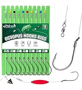 Dovesun 10PCS Pre-Rigged Catfish Rig Circle/Octopus Hooks Rigs for Catfish Offset Circle Fishing ...