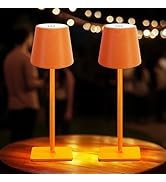 WERFOP Orange Cordless Table Lamp Rechargeable for Dining, Portable 6000mAh Battery Operated LED ...