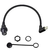 30cm USB Type C 2.0 Right Angle Male to Female Car Flush Mount Dash Waterproof Extension Cable fo...