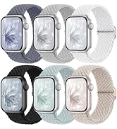 6 Pack Braided Stretchy Bands Compatible with Apple Watch Band 38mm 40mm 41mm 42mm 44mm 45mm 46mm...