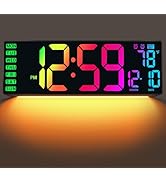 ANSOPER 16.5" Large Digital Wall Clock with Remote Control, Auto-Dimming LED Display with Date Te...