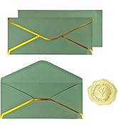 30 Pack #10 Business Envelopes with Gold Border and Stickers, 9.49x4.13 Inch Self Seal Standard E...