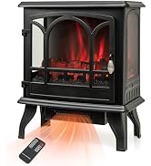 ARLIME 23” Electric Fireplace Stove, Freestanding Fireplace Heater w/ 3D Realistic Flame Effect, ...