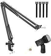 Microphone Arm Stand, Suspension Boom Scissor Mic Stand with Heavy Duty Clamp, 3/8" to 5/8" Adapt...