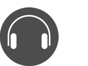 headphone icon over dark gray circle