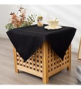 YZKITM Small Square Solid Black Tablecloth 24 x 24 Inch Washable Fabric Table Cloth Wrinkle Resis...