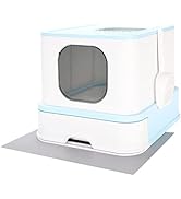 RIZZARI Large Foldable Cat Litter Box,Top Entry Cat Litter Box with Lid,Anti-Splshing Cat Kitty L...
