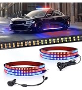 Xprite 2PCS 70 Inch Running Board Lights, 864 LED Emergency Strobe Light Strip, Truck LED Light S...