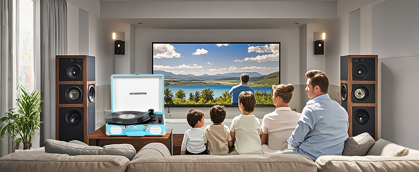 vinyl records record player with speakers turntable