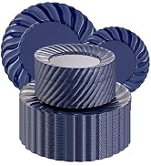 U-QE 100PCS Blue Disposable Plates - Heavy Duty Blue Plastic Hanukkah Plates for Hanukkah/Party/W...