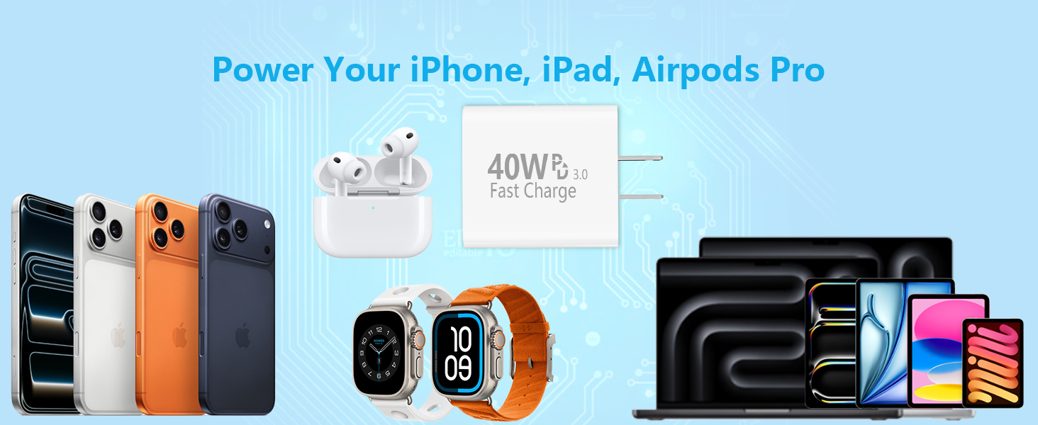 MFi Certified 4Pack 40W USB-C Charger Block Type-C Wall Charging Dynamic Power Adapter