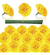 DIYASY Marigold Flowers Bulk, 50 Pcs Artificial Silk Marigolds with Stems Fake Yellow Flower Head...