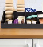 SZQINJI Coffee Condiment Organizer Holder 10-Compartment Break Room Coffee Condiment Caddy Cup St...