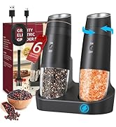 Gravity Electric Salt and Pepper Grinder Set Rechargeable Automatic Shakers Mill Grinder with LED...