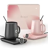 2Pcs Heated Coffee Mug Warmer &amp; Mug Set - Heated Mug Warmer Plates with Auto Shut Off, 1°F Precis...