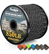 Thadavo Reflective Paracord Rope 850Ib, 50/100/200/500/1000ft 4MM 11 Strand para Cords Lanyard Ut...