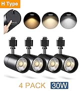 VANoopee 3-Color 30W H Track Lighting Heads Dimmable Bright LED Track Lighting Fixtures Accent Ta...