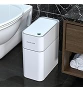 MOPALL Small Bathroom Trash Cans with Lids,Motion Sensor Bathroom Trash Can,Narrow Waterproof Pla...