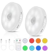 Okerich RGB LED Rechargeable Motion Sensor Light Indoor with Remote, Long-Lasting Battery, Bright...