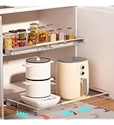 Redrubbit Expandable Pull Out Drawers Cabinet Shelf Organizer, Heavy Steel Metal Wire Bottom-moun...