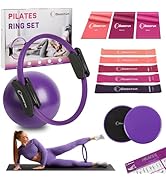 Goocrun Pilates Ring Set Exercise Equipment with Exercise Bands Resistance Bands Set, Pilates Bal...