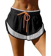 Fisoew Women Athletic Running Shorts Liner 7'' Split Color Block Workout Athletic High Split Yoga...