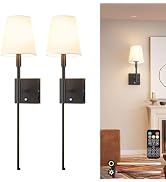 Aoceley 2-Pack 11000mAh Rechargeable Battery Operated Wall Sconces,Indoor No-Hardwired 3-Color St...
