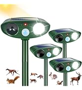 2026 Solar Ultrasonic Animal Repeller Outdoor with Flashing Light,4 Pcs Squirrel Racoon Fortress ...