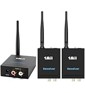1Mii 3-in-1 2.4GHz Wireless Audio Transmitter and Receiver for TV, 20ms Ultra Low Delay RCA Out/i...