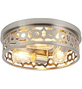 piano7797 Flush Mount Ceiling Light Fixtures,13 inch Brushed Nickel 3-Light Light Fixtures Ceilin...