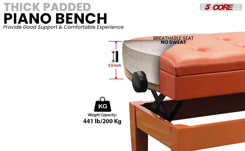 Thick Padded Piano Bench