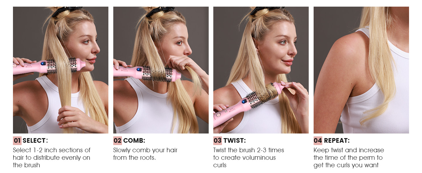 negative ion thermal brush heated round hot curling iron brush straightener volumizing blowout