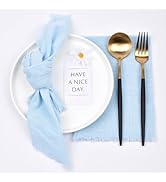 Joanlody Handmade Cloth Napkins 16.5x16.5 Inches Cotton Linen Napkins with Fringe Rustic Bulk Din...